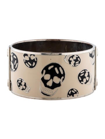 Alexander McQueen Wide Enamel Skull Bangle