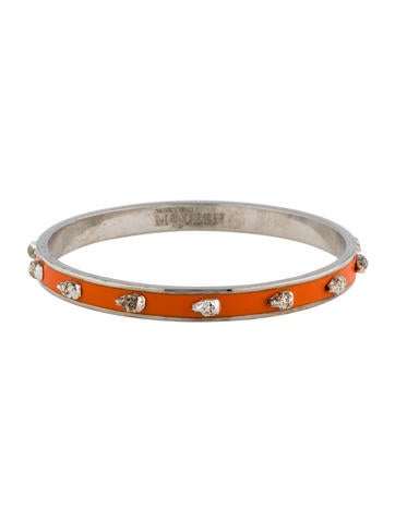 Alexander McQueen Narrow Enamel 3D Skull Bangle