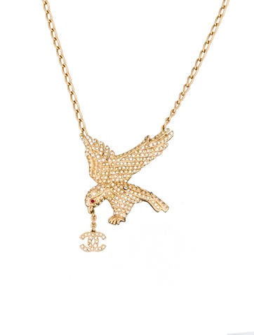 Chanel Crystal Eagle Pendant Necklace