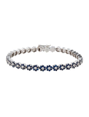 Sapphire and Diamond Flower Link Bracelet