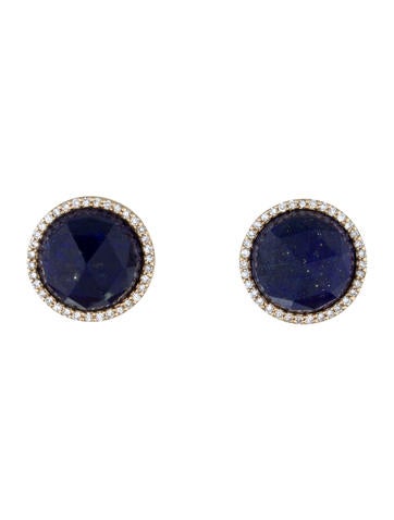 Lapis & Diamond Halo Earrings