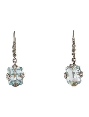 Aquamarine & Diamond Drop Earrings