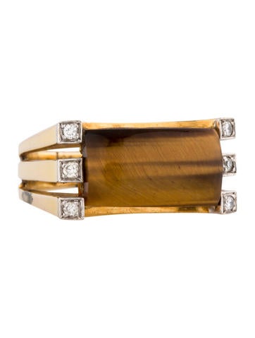 14k Tiger's Eye and Diamond Ring