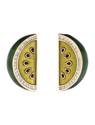 Judith Leiber Crystal Watermelon Clip-On Earrings