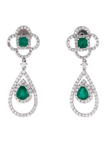 Nigaam Emerald and Diamond Drop Earrings