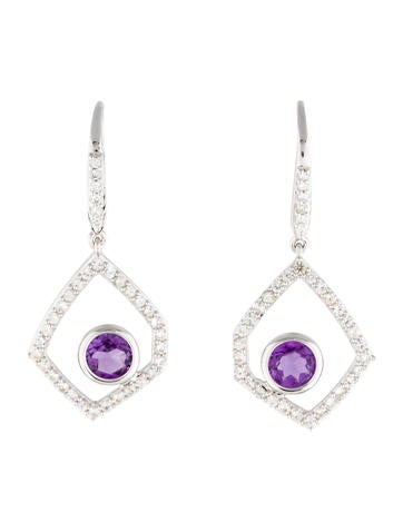 Rina Limor Amethyst, Diamond and White Sapphire Drop Earrings