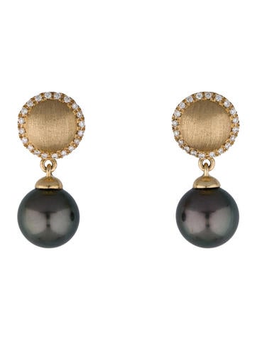 Tara Pearls 14K Diamond and Tahitian Pearl Drop Earrings