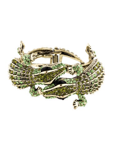 Kenneth Jay Lane Crystal Double Alligator Cuff