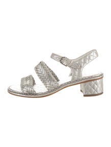 Chain-Link Interlocking CC Ankle Strap Interlocking CC Logo Sandals