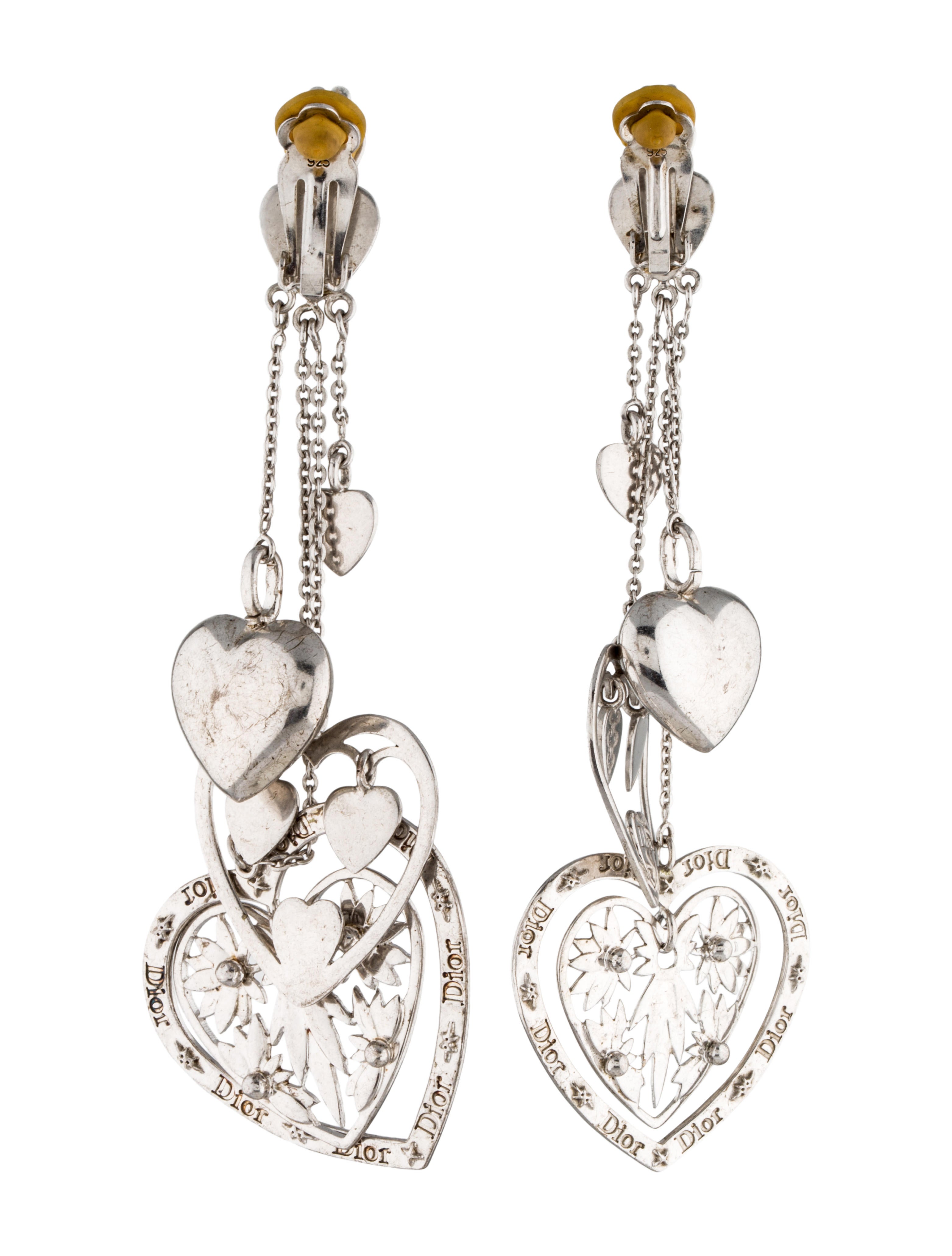 Christian Dior Heart Dangle Drop Earrings Earrings CHR40464 The