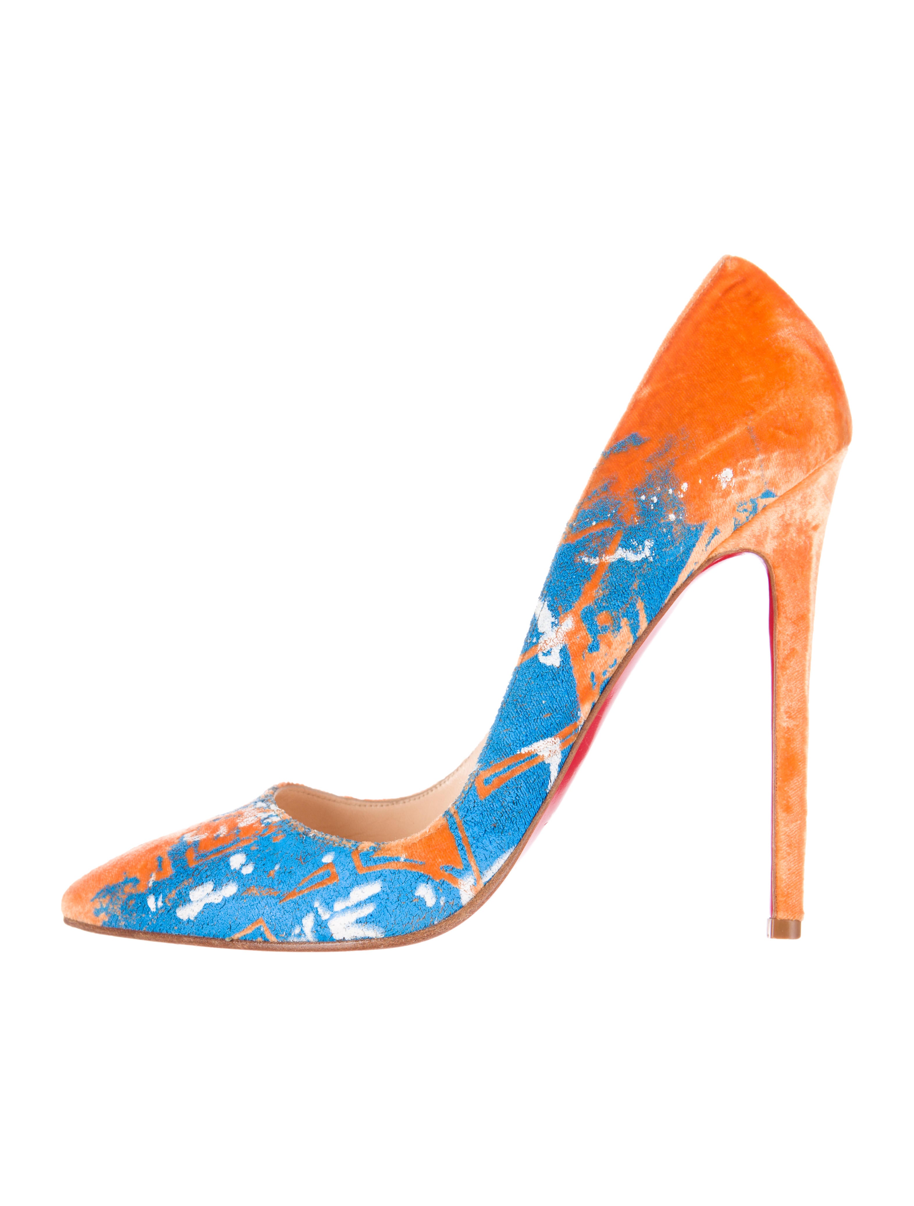 Christian Louboutin Pigalle Velvet Graffiti Pumps Shoes