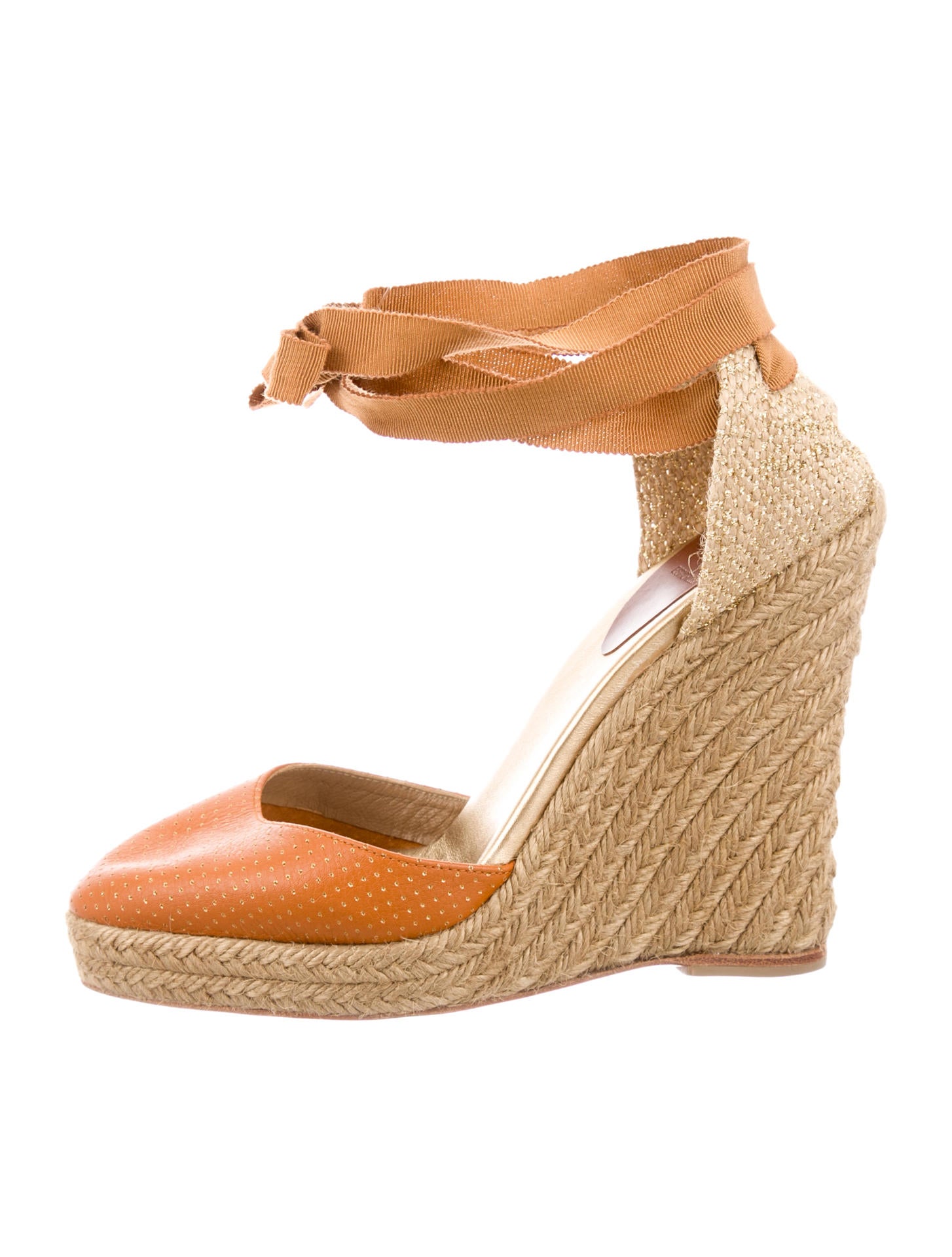 christian louboutin espadrilles Brown grosgrain jute wedges | The ...  