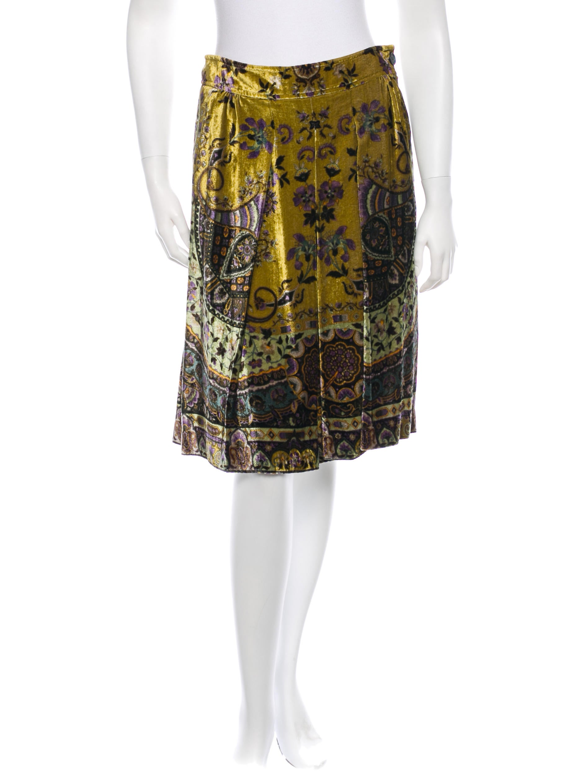 Etro Velvet Paisley Print Skirt Skirts ETR31057 The RealReal
