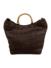 Vintage Bamboo Woven Tote Bag