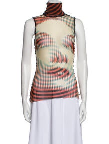 Printed Turtleneck Top