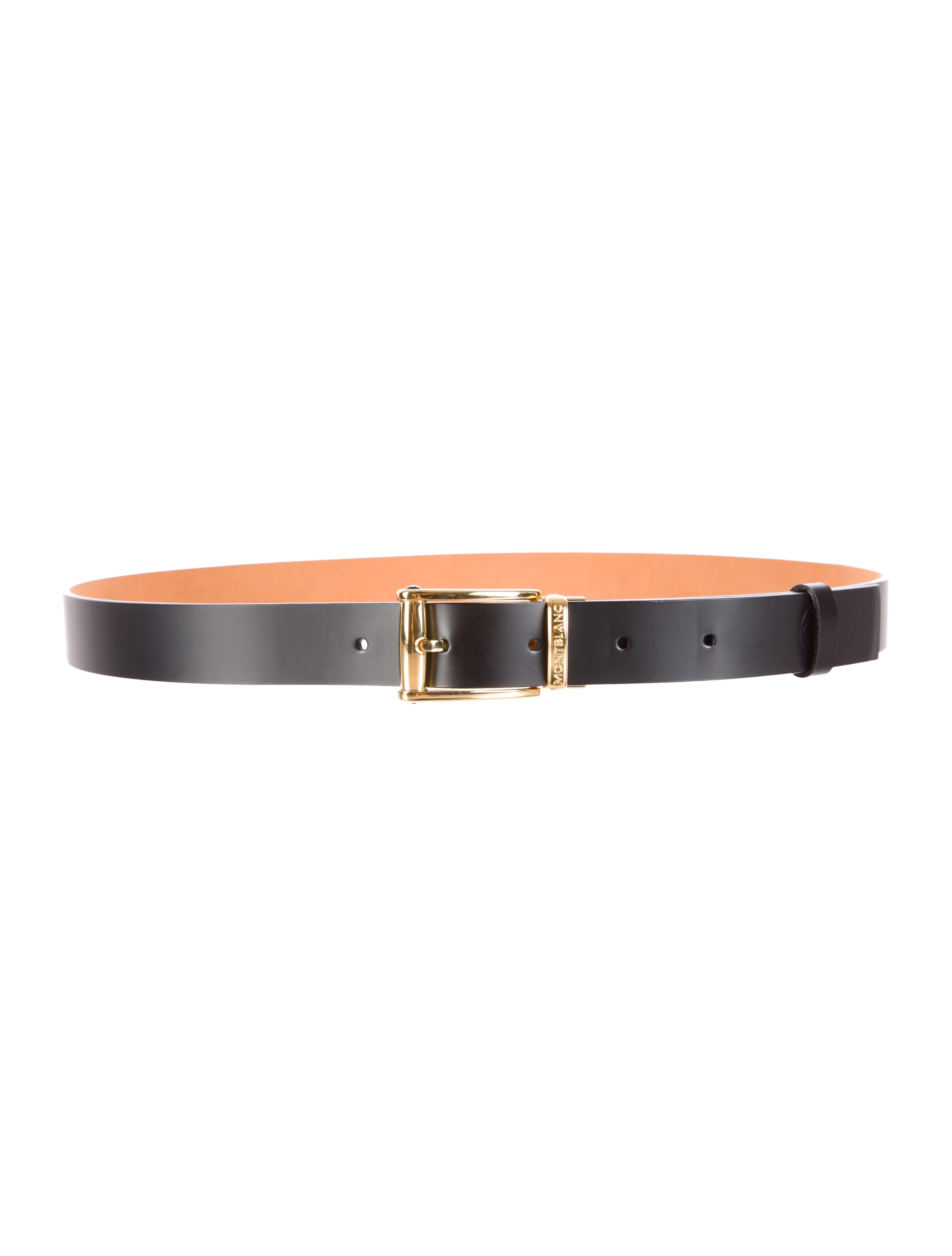 Montblanc Leather GoldPlated Belt Mens Accessories MOB20078 The