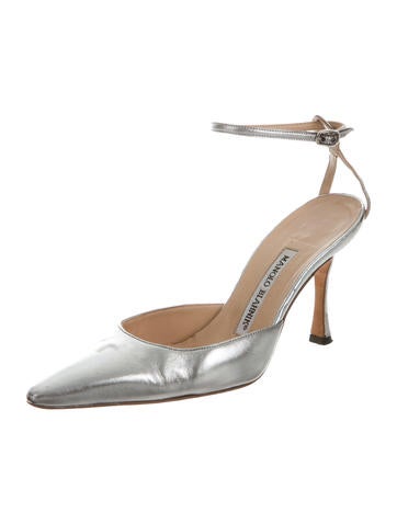 Manolo Diamond Buckle Pumps Gold Mirror Cowhide 451182 main image 1